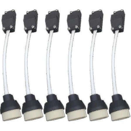 GU10 Lampeholder 6-pakning med keramisk base, koblingsplint og isolasjonshylse for LED-halogenlamper