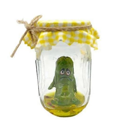Sur Grøntsagssylte Skulptur i Klar Krukke Ked Anspændt Syltet Agurk Figur Statue Hjemmekontor Skrivebord Dekoration Ornament Julegave (FMY)