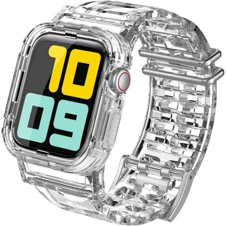 IC Watch Band Transparent med robust skal Kompatibel med Apple Watch 38 mm, 42 mm, 40 mm, 44 mm, (42/44)