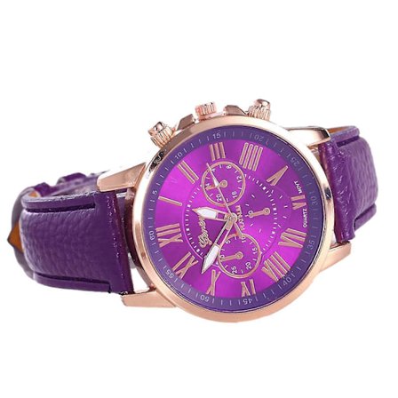 Mode Dam Läderrem Rostfritt Stål Quartz Klocka Pekarklocka