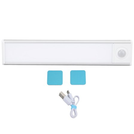 Ultratynn Oppladbar LED Bevegelsessensor Lysstripe Magnetisk for Vin- og Skoskap 20cm Sølv