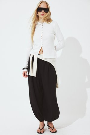 NA-KD Pantalon fuselé coupe ballon à taille mi-haute - Pantalons - Noir - EU 40