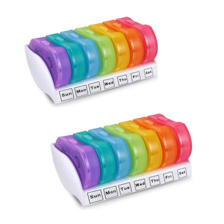 2 kpl lääkeannostelijaa Viikoittainen pillerirasia Pillerijärjestäjä 7 päivän pillerirasia Päivittäinen pillerirasia Säiliö Pillerirasia 7 päivää Am 