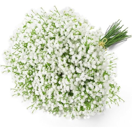 6 stk. Kunstig Brudeslør Gypsophila Blomster Buketter Real Touch Blomster for Bryllupsfest DIY Kransdekorasjon (Hvit)