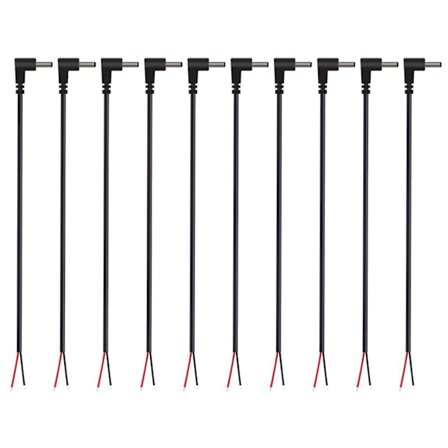 (10 stk.) Udskiftning 3,5 mm x 1,35 mm 90 graders retvinklet DC-strømstikhane til bar ledning åben