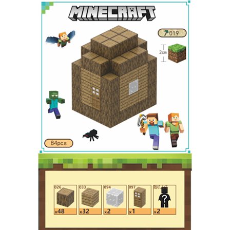 Minecraft rakennuspalikkasarja, sisältää 84 kuusikulmaista magneettilelua (Talo 2)