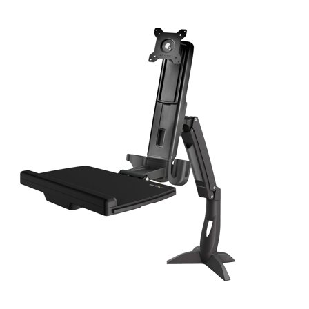 StarTech Sit Stand Monitor Arm, Desk Mount Adjustable Sit-Stand Workstation Arm for Single 34" VESA Mount Display, Ergonomic Articulating Standing