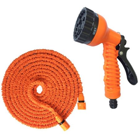 100ft Trädgårdsslang för Utomhusbruk, Expanderbar Trädgårdsslang Flexibel Vattenslang med Koppling för Biltvätt och Trädgårdsbevattning