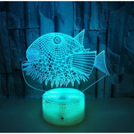 Fugu fisk kreativ fisk 3D lampa LED USB humör illusion natt