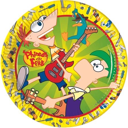 Phineas & Ferb Papptallerkner, medium (20 cm)