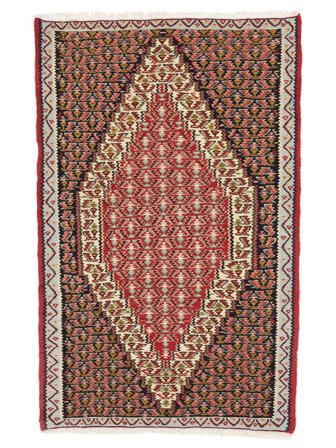 Persisk Kelim Senneh Fine Tæppe 78X121 Mørkerød/Brun (Uld, Persien/Iran)