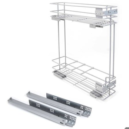 Emuca Sidofläkt för flaskor Supra med mjukstängning, modul 150mm, Stål, Målad aluminium