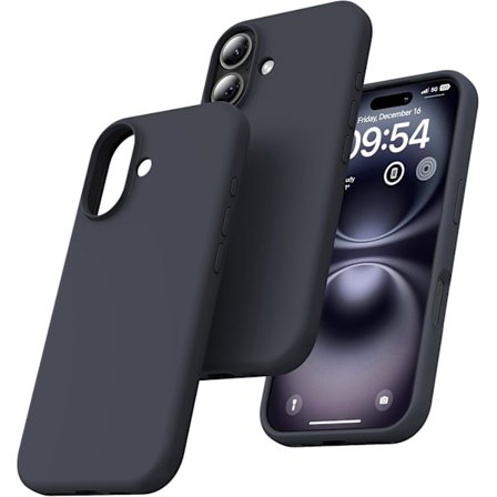 1 st Silikonskal för iPhone 16 6,1 tum, Flytande Silikon Flerfärgad Slim Silkeslen Mjuk Touch Anti-Rep, svart