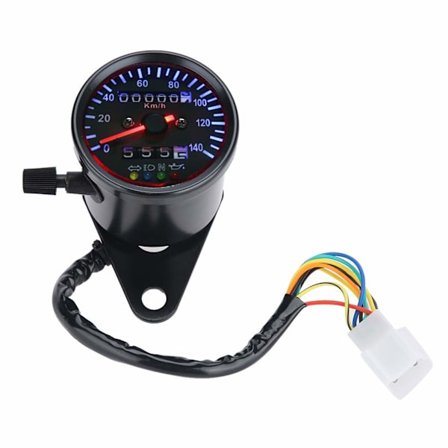 12V LED Baggrundsbelyst Motorcykel Cafe Racer Dobbelt Måler Speedometer Måler Kit