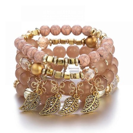 1 stk. Boheme Perle Multilayer Armbånd - Stabelbart Perlearmbånd, Bladhængende Armbånd Kvinders Smykker