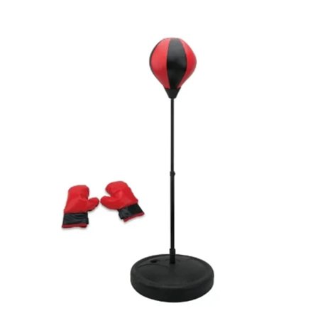 Boksesæk til børn inkl. boksehandsker | 3-10 år justerbar boksesæk til børn med stativ | Boksesæk sæt legetøj til drenge og piger (rød...