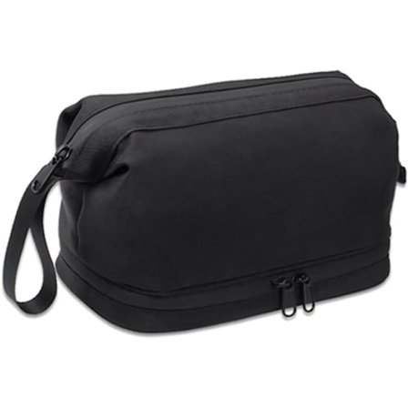 Sort Toilettaske, Vandtæt Kosmetikpung til Mænd og Kvinder, Stor Dobbelt Rum Rejsearrangør f