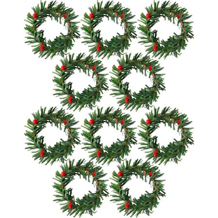 Mini Kunstige Julekranse Ornamenter, 10 stk