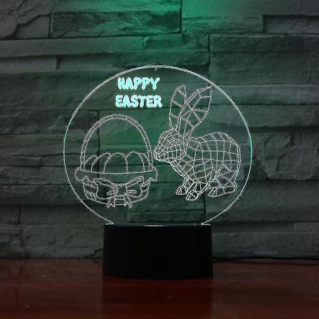 Påsk Kanin 3d Led Nattljus Sovrum Bordslampa Färg ändras