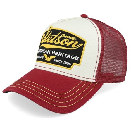 Stetson - Weiss trucker Cap - American Heritage White/Maroon Trucker @ Hatstore