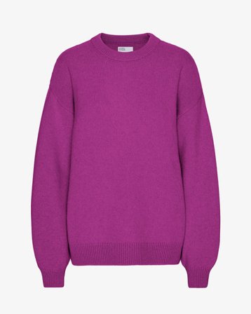 Oversized Merino Wool Crew - Magenta Blaze