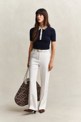 GANT - Slim fit flared slacks til dame eggshell