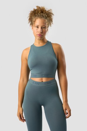 ICANIWILL - Define Seamless Logo Cropped Tank Top Jungle Green - Dame - ICIW