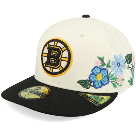 New Era - NHL Bianco fitted Cappellino - Boston Bruins Tonal Florals Off White/Black/Green UV Fitted @ Hatstore