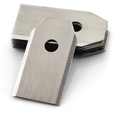 45 stk. sølvfarvede reserveklinger til Husqvarna Automower-klinger og Gardena Mhroboter 0,75 mm 3gr + skruer