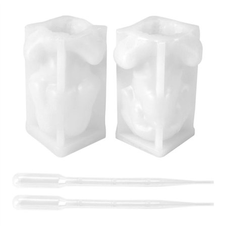 3D kranie silikoneform, Halloween DIY kranie stearinlysform "Se ikke", "Lyt ikke", epoxyform til duftlys