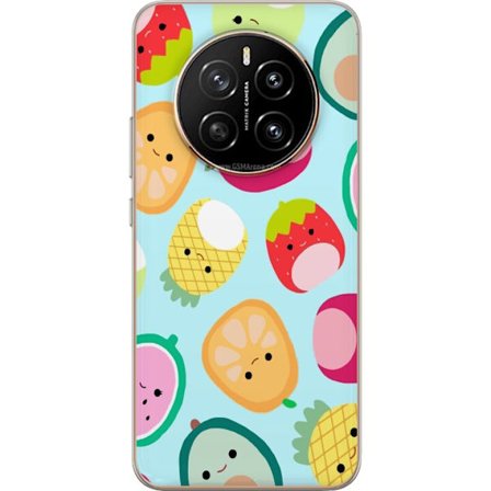 Kompatibelt Mobildeksel til Honor Magic7 Mønster av kawaii-frukter som jordbær sitron ananas og avocado på lyseblå bakgrunn