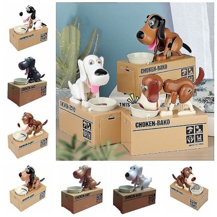 Spargris Bank Piggy Mekanisk Choken Mynt Sparande Hungrig Ätande Hund Robotisk, 100% Ny (FMY)