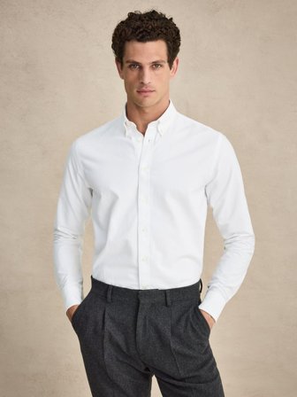 John Henric Men's Weißes Oxford Hemd Slim Fit Size 39