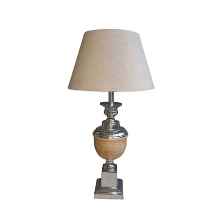 Lamppupöytä, 15x15x62cm, Hopeanvärinen alumiini, Puu