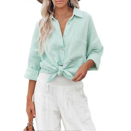 Knapskjorter Bomuld til Kvinder Kortærmet Knapskjorte Dame Kortærmede Skjorter til Kvinder med Lomme Pendlerstil Bluse Cardigan med Knapper