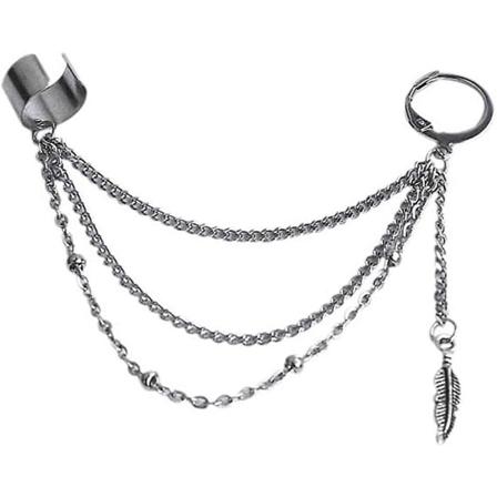 Vintage Tassel Øremanchet Crawler Klatreørering Til Kvinder Piger Mænd Rustfrit Stål Brusk Lille Hoop Wrap Vine Clip On Blad Lagdelt