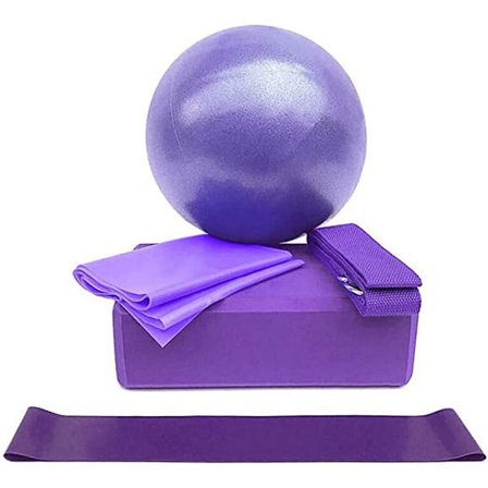 5-pack Fitness Yoga Boll, Yogablock, Stretchband och Motståndsband för Hemmagym