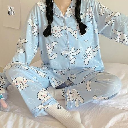 Sanrios Kawaii Pyjamas Cinnamoroll Sød Tegneserie Koreansk Kollegium Hjemmetøj Kæreste Gave - Perfet