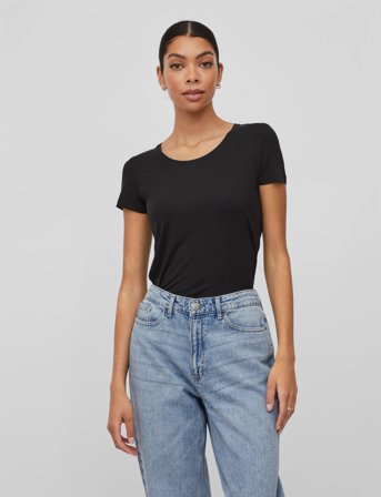 Vila Vidaisy O-Neck S/S Top - - Black - S