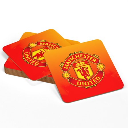 4-Pak - Glassbrikker Manchester United - Underlag til Glass