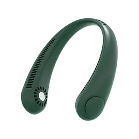 (grön) Mini Bladlös Halsfläkt Usb Uppladdningsbar Tyst