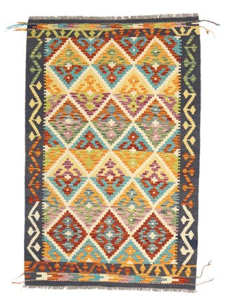 Hand Woven Kilim Afghan Old Style Rug 103X160 Wool Orange/Black Small