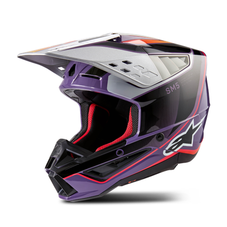 Kask Cross Alpinestars SM5 Sail Fluo Fioletowy/Czarny/Srebrny L