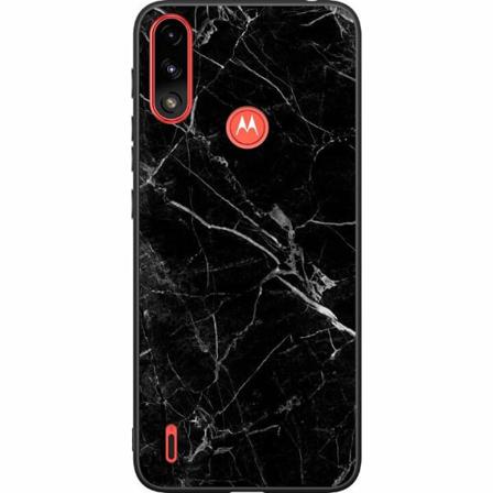 Motorola Moto E7i Power Svart Skal Marmor