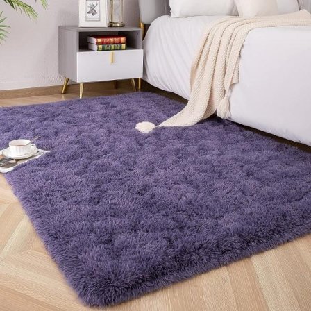 Pehmeät pörröiset matot makuuhuoneeseen lastenhuoneeseen Pehmoinen Shaggy lastenhuoneen matto karvaiset matot - (harmahtavan violetti 40 * 60cm)
