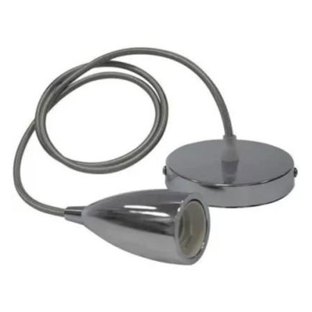 Kabellampa (1m) Edison krom E27 IP20 max 60W