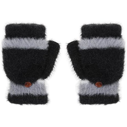 Damflickor Vinter Halvfinger Topp Flip Vantar Faux Sammet Vante