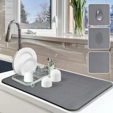 Kitchen Dish Drying Mat Absorbent Anti-slip Coffee Drain Pad Quick Dry Rug Kitchen Dinnerware Placemat Dry Mat