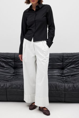 Linn Eklund x NA-KD Fold Up Detail Mid Waist Pants - Cropped bukser - OffHvid - EU 42