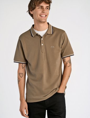 Lindbergh Polo Shirt With Contrast Piping - Brown - S
